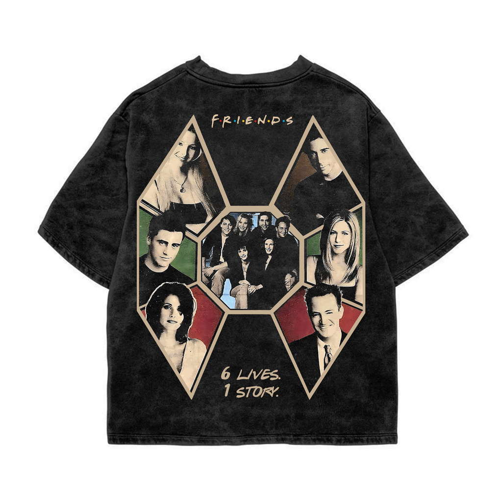 Friends Acid Wash Oversized Tee