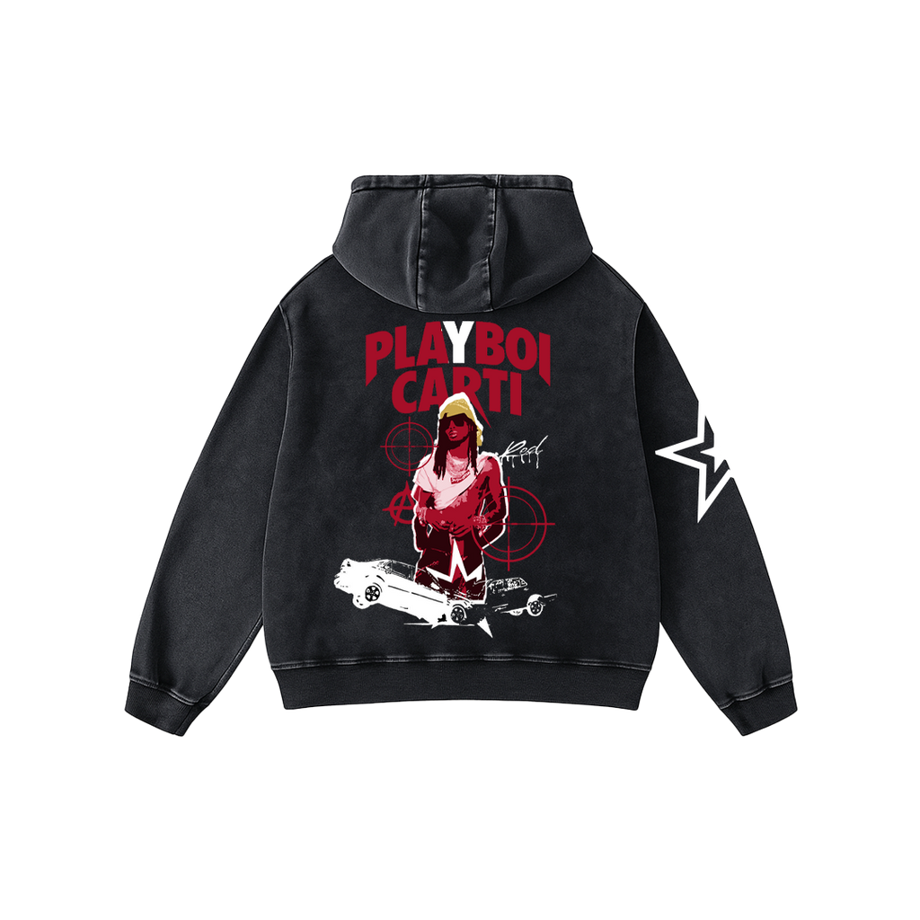 RED MOON Acid Wash Hoodie