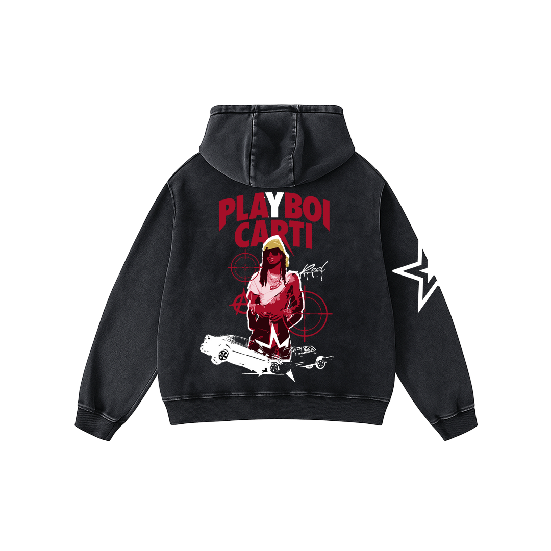 RED MOON Acid Wash Hoodie
