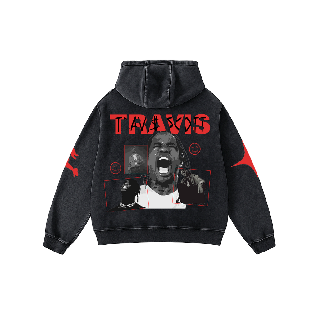TRAVIS STATE Acid Wash Hoodie
