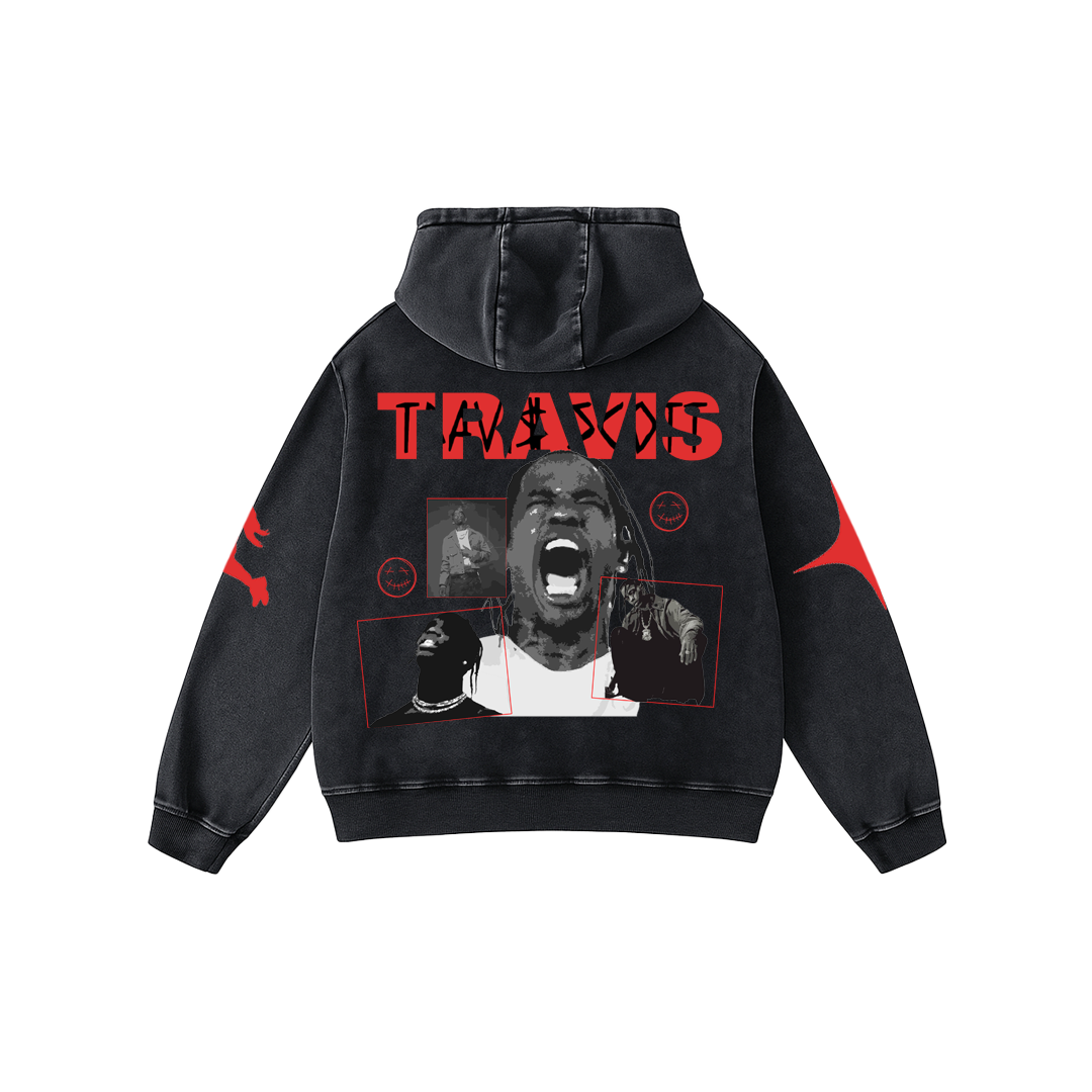 TRAVIS STATE Acid Wash Hoodie